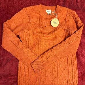 BiBi Terracotta Cable Knit Sweater. Size XL. NWT